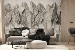 Fototapeta: Monochromatyczne liście 3d na betonie