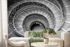 Fototapeta: Monochromatyczne zdjęcie kręconych schodów