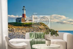 Fototapeta: Montauk lighthouse and beach, long island, new york, usa.