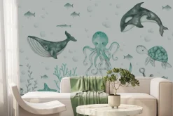 Fototapeta: Morski świat z rybami i ośmiornicą