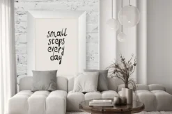 Fototapeta: Motivational poster "small steps every day" in the art wooden