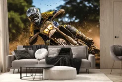 Fototapeta: Motocyklista jadący po piachu