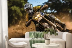 Fototapeta: Motocyklista jadący po piachu