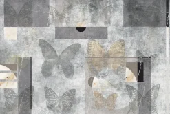 Fototapeta: Motyle i figury geometryczne na betonowym tle abstrakcyjny motyw