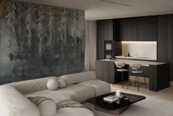 Fototapeta: Motyle i zwisające pnącza na tle surowego betonu nowoczesny wzór