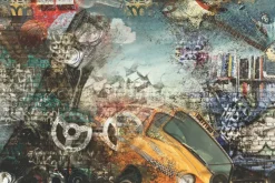 Fototapeta: Mural nowego jorku z żółtą taksówką