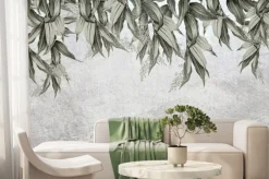 Fototapeta: Mural vintage z kwitnącymi wiszącymi liśćmi