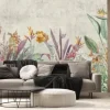 Fototapeta: Mural wallpaper. tropical flower bushes wallpaper mural. vintage