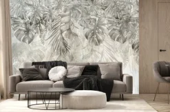 Fototapeta: Mural z szarymi liśćmi monstery