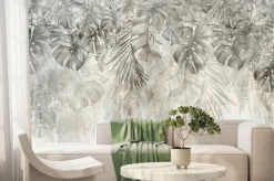 Fototapeta: Mural z szarymi liśćmi monstery