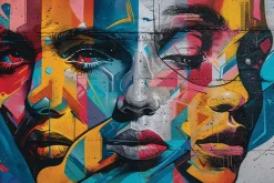 Fototapeta: Mural ze sztuką uliczną i twarzą kobiety