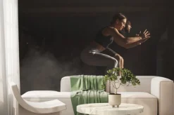 Fototapeta: Muscular guy and sports girl in the gym training . naked press,