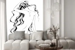 Fototapeta: Naga dziewczyna. grafika. loki. nagość. wektor