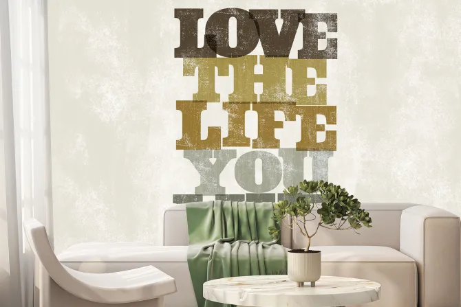 Fototapeta: Napis o miłości do życia na betonie