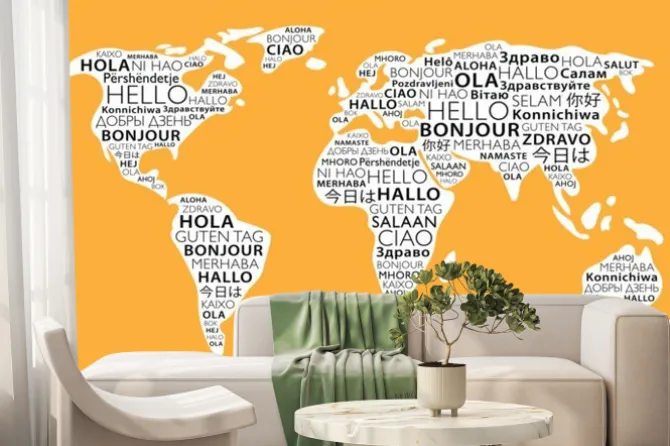 Fototapeta: Napisy hello w różnych językach jako mapa świata