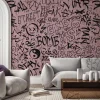 Fototapeta: Napisy w stylu graffiti na różowej ścianie