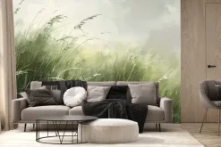 Fototapeta: Naturalny pejzaż zielone pole trawy spokojny widok przyrody