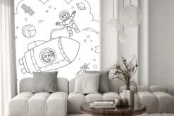 Fototapeta: Navetta nello spazio w bianco e nero