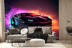 Fototapeta: Neonowe sportowe auto luksusowy efekt