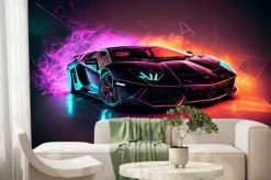 Fototapeta: Neonowe sportowe auto luksusowy efekt