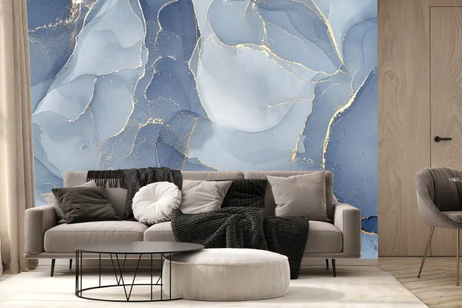 Fototapeta: Niebieski marmur z imitacją złota