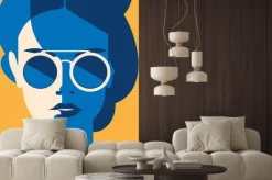 Fototapeta: Niebieski portret dziewczyny w stylu pop art