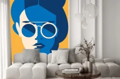 Fototapeta: Niebieski portret dziewczyny w stylu pop art