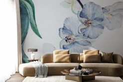 Fototapeta: Niebieski storczyk z liśćmi