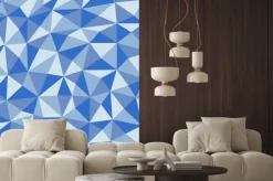 Fototapeta: Niebieski zmięty papier z geometrycznych bez szwu deseń