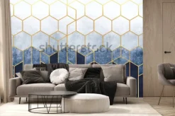 Fototapeta: Niebieskie geometryczne sześciokąty