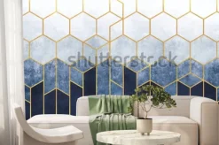 Fototapeta: Niebieskie geometryczne sześciokąty