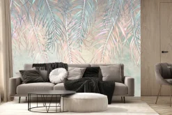 Fototapeta: Niebieskie i różowe liście palm