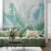 Fototapeta: Niebieskie i zielone liście palmowe botaniczny wzór