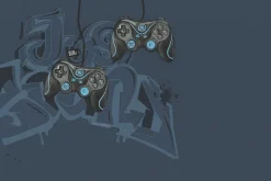 Fototapeta: Niebieskie pady na tle graffiti