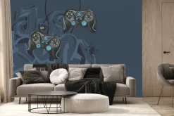 Fototapeta: Niebieskie pady na tle graffiti