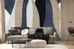 Fototapeta: Niebiesko-beżowe paski w stylu skandynawskim