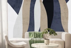 Fototapeta: Niebiesko-beżowe paski w stylu skandynawskim