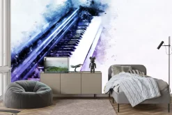 Fototapeta: Niebiesko-fioletowa akwarela pianina