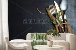 Fototapeta: Nieociosany zestawu zestaw sztućców nóż, łyżka, rozwidlenie.