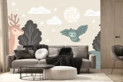 Fototapeta: Night in the forest, hand drawn vector illustration for nursery