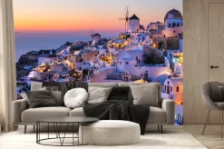 Fototapeta: Night lights after sunset at santorini island, greece.