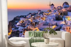 Fototapeta: Night lights after sunset at santorini island, greece.