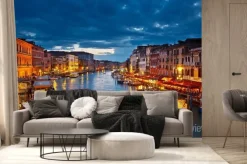 Fototapeta: Nocny widok na canal grande w wenecji