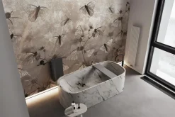 Fototapeta: Nowoczesna abstrakcja motyle i dzikie rośliny polne na teksturowym