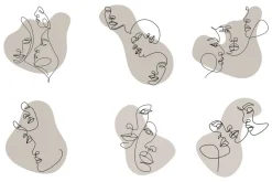 Fototapeta: Nowoczesna ilustracja abstrakcyjnych twarzy w stylu line art