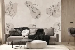 Fototapeta: Nowoczesna ilustracja abstrakcyjnych twarzy w stylu line art