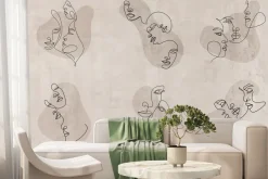 Fototapeta: Nowoczesna ilustracja abstrakcyjnych twarzy w stylu line art