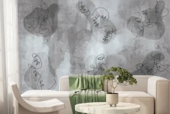 Fototapeta: Nowoczesna ilustracja abstrakcyjnych twarzy w stylu line art