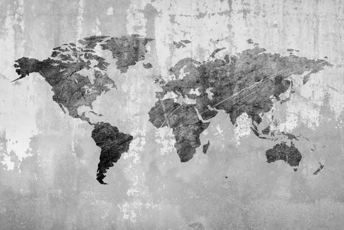 Fototapeta: Nowoczesna mapa świata na betonowym tle