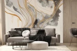 Fototapeta: Nowoczesny abstrakcyjny portret człowieka na tle z teksturą